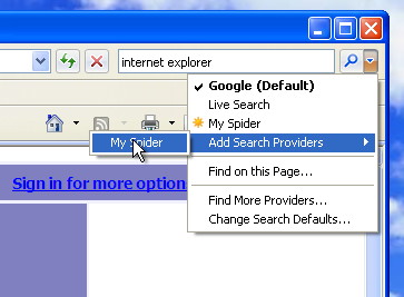 Adding the spider.my Search Engine in IE7