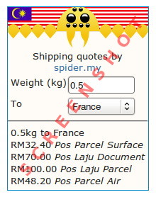 0.5kg to France, 4 quotes: Pos Laju Document and Parcel, Pos Parcel Surface and Air